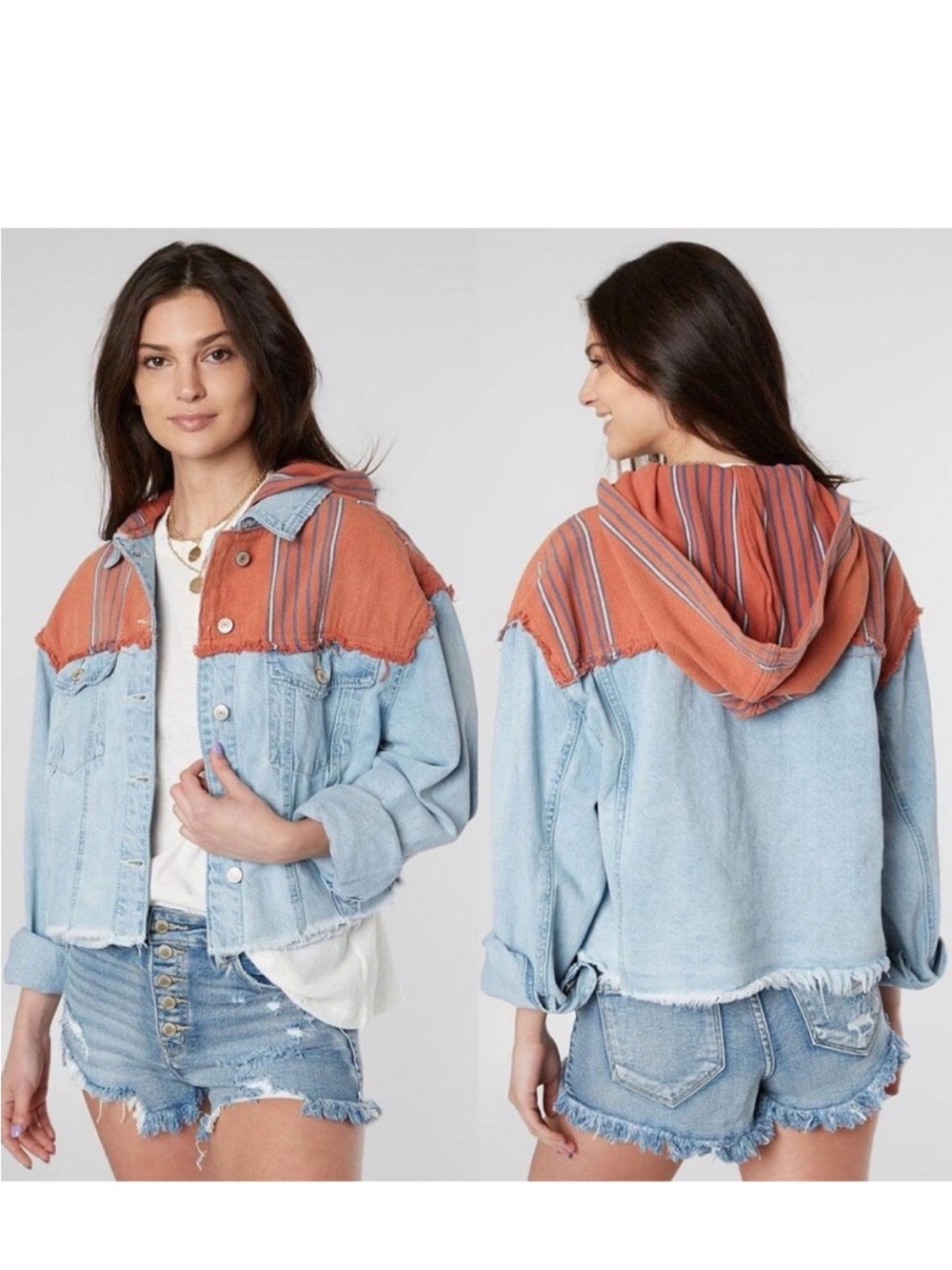 Free People Baja Hooded Denim Jacket